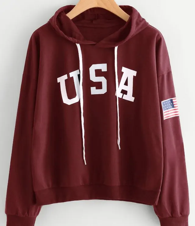 Flag print long sleeve women's sweater Red - Shop at LoveMi