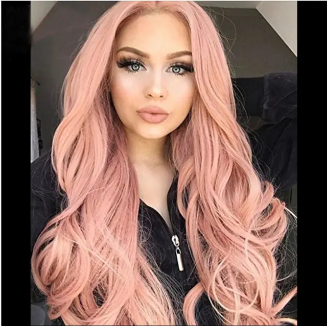 Mid length long curly pink wig cover Picture Color - Shop at LoveMi
