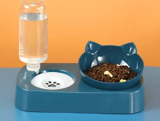 Adjustable automatic drinking cat neck bowl - Nordic Blue - View 1