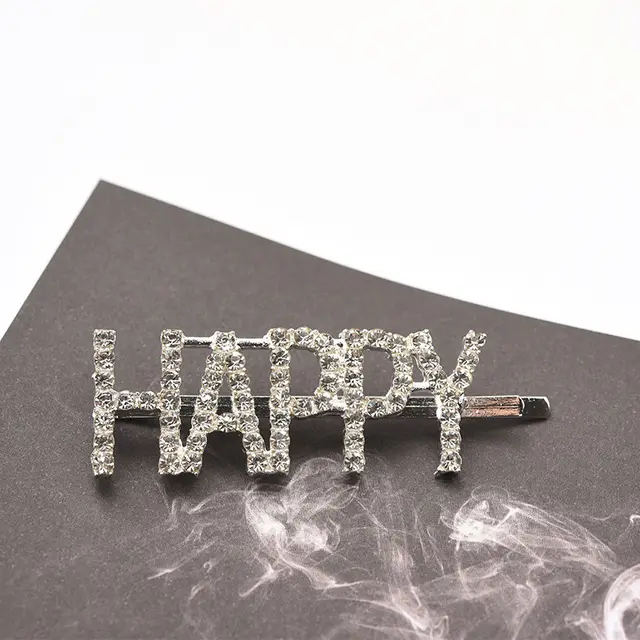 Rhinestone Hair Clip Happy - Shop at LoveMi