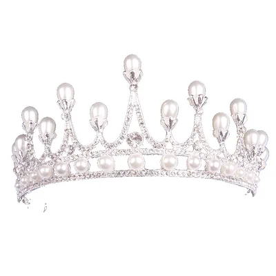 Bridal Crown Tiara Rhinestone Pearl Korean Wedding Silver - Shop at LoveMi