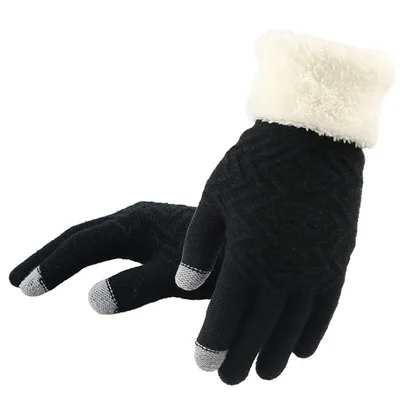 Winter knitted gloves Black - Shop at LoveMi