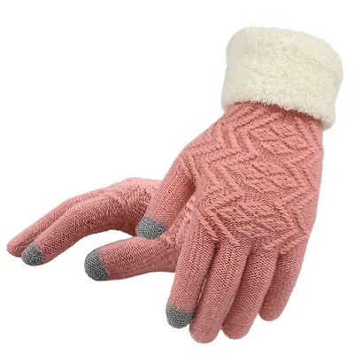 Winter knitted gloves Pink - Shop at LoveMi