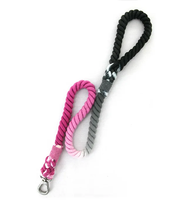 Pet dog traction rope cotton hand woven rope dog walking rope Grey Purple - Shop at LoveMi