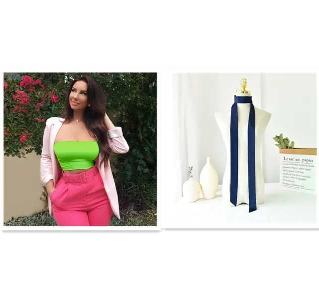 Xia Cross Border New One Shoulder Short No Sling Wrap Chest Vest Women Lime Set - Shop at LoveMi