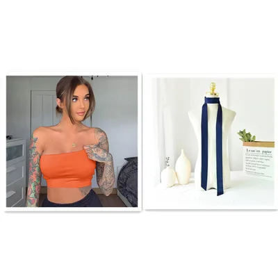 Xia Cross Border New One Shoulder Short No Sling Wrap Chest Vest Women Orange Set - Shop at LoveMi