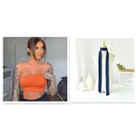 Xia Cross-Border New One-Shoulder Short No Sling Wrap Chest Vest Women - Orange Set - View 1