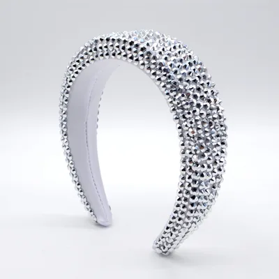 Baroque Hairband Wide Edge Diamond Hairband Silver - Shop at LoveMi