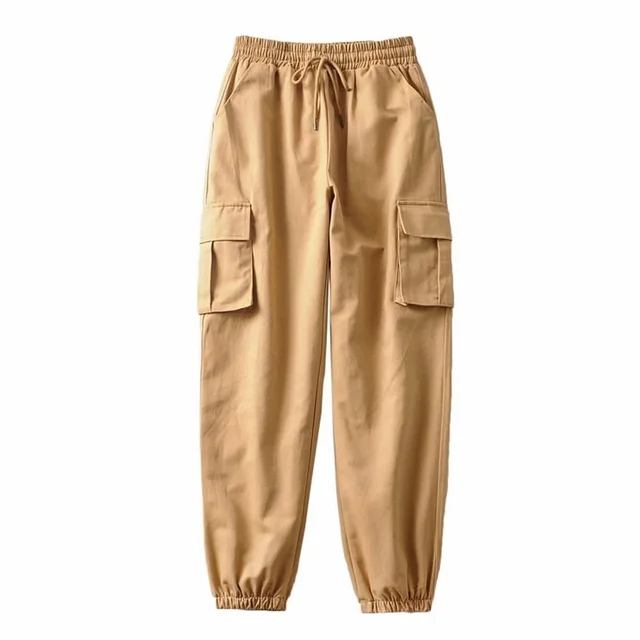 Elastic belt trousers Khaki - Shop at LoveMi