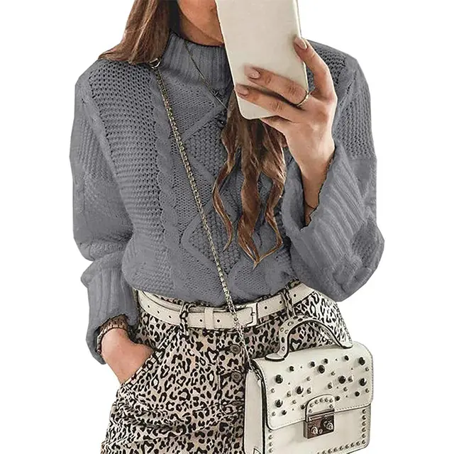 Autumn And Winter Sweaters Solid Color Knitwear Women's Wear Grey - Shop at LoveMi