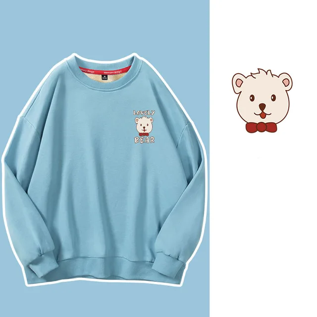 Women's Lamb Wool Plus Velvet Padded Sweater Blue - Shop at LoveMi