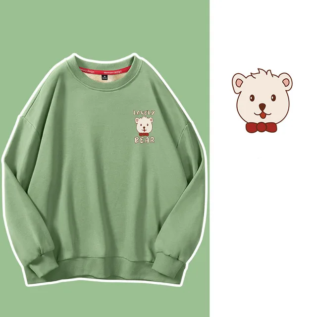 Women's Lamb Wool Plus Velvet Padded Sweater Green - Shop at LoveMi