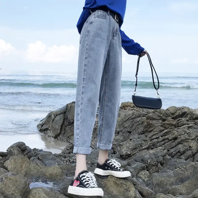 High waist radish loose jeans Blue - Shop at LoveMi