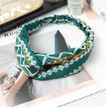 Printed headband elastic hairband - Green Geometry