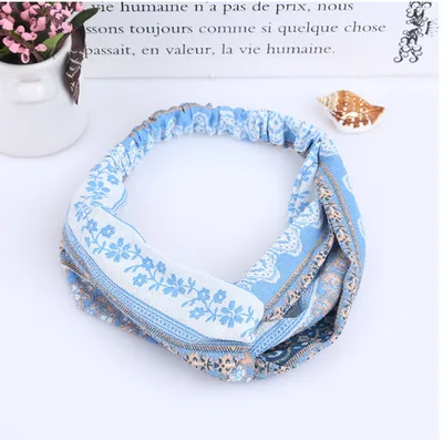 Printed headband elastic hairband Light Blue - Shop at LoveMi