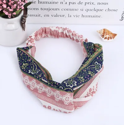 Printed headband elastic hairband Pink - Shop at LoveMi