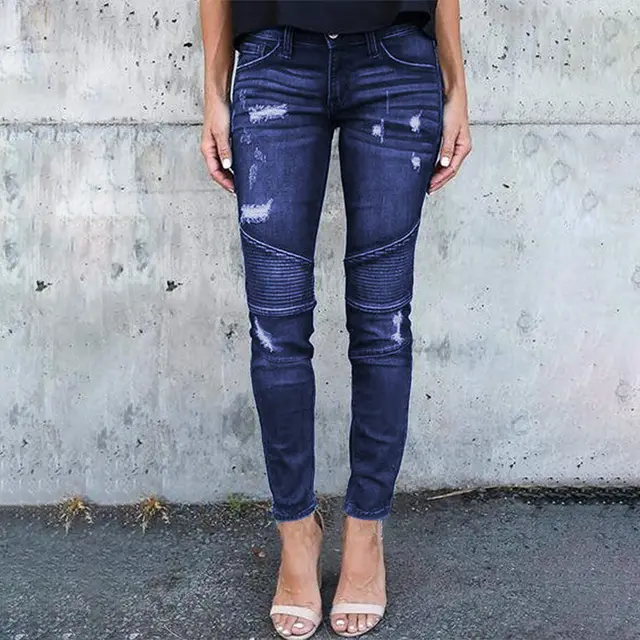 European And American Women's Skinny All Match Trousers Jeans Lc78465 Blue - Shop at LoveMi
