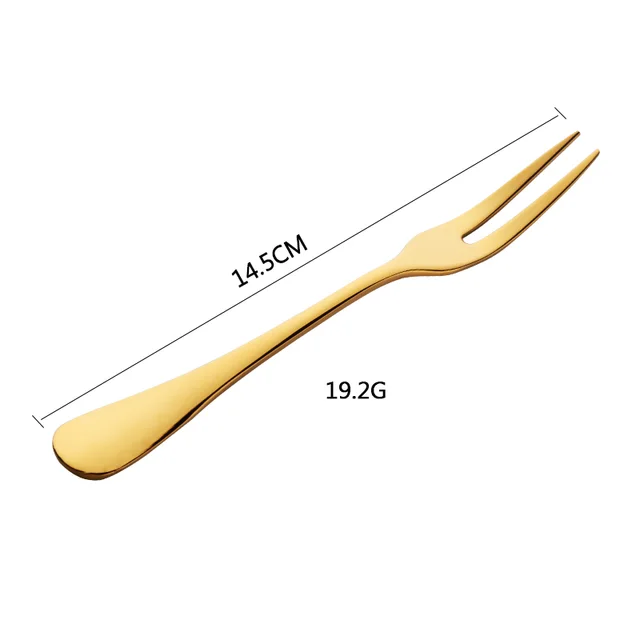 Eating fruit fork cute home child two tooth cake fork Golden - Shop at LoveMi