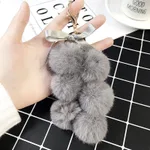 Fabric bow grape keychain - Grey