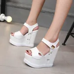 Platform Wedge Sandals - White