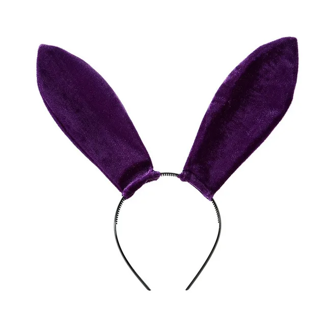 Velvet Rabbit Ears Headband Headband Christmas And Halloween Hair Accessories Purple - Shop at LoveMi