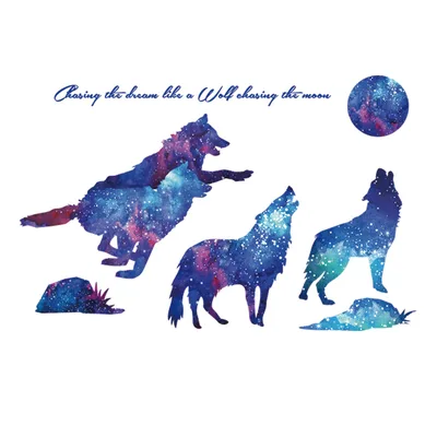 Home Wallpaper 3D Stereo Wall Stickers Room Wallpaper Decoration Stickers Ink Star Wolf - Shop at LoveMi
