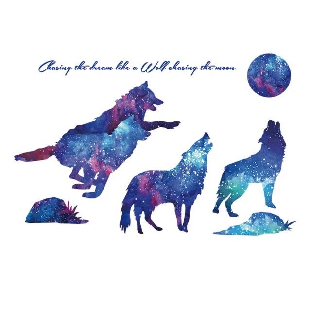 Home Wallpaper 3D Stereo Wall Stickers Room Wallpaper Decoration Stickers Ink Star Wolf - Shop at LoveMi
