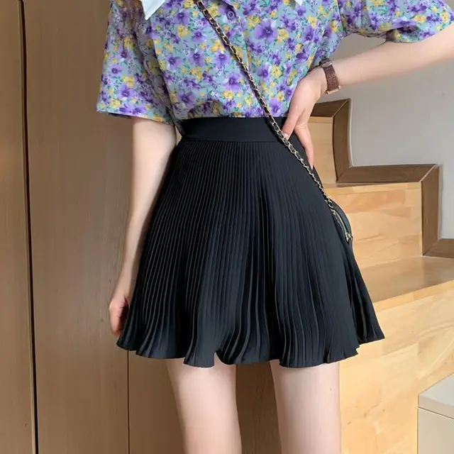 College style high waist slim white a line skirt Black - Shop at LoveMi