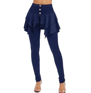 Tiered Ruffle Skirted Legging - Navy