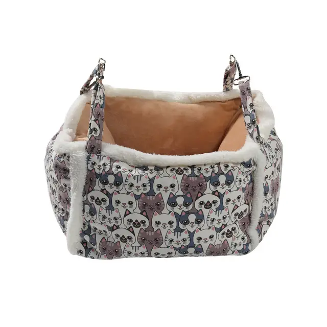 Cat Hammock Hanging Nest Semi Enclosed Cat Cage Hammock Cat Nest Grey Square - Shop at LoveMi