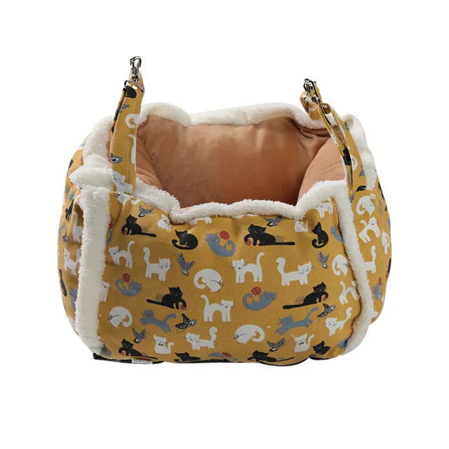 Cat Hammock Hanging Nest Semi Enclosed Cat Cage Hammock Cat Nest Yellow Square - Shop at LoveMi