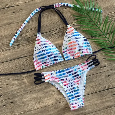 Retro printed split bikini C M - Shop at LoveMi