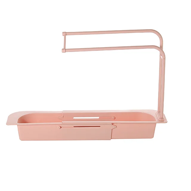 Telescopic Sink Rack Holder Expandable Storage Drain Basket For Home Kitchen Pink - Shop at LoveMi