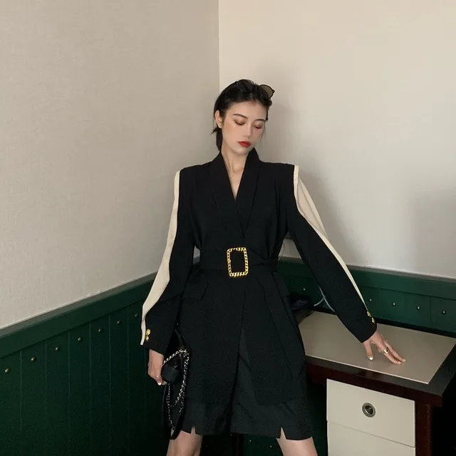 Suit with a belt at the waist Black - Shop at LoveMi