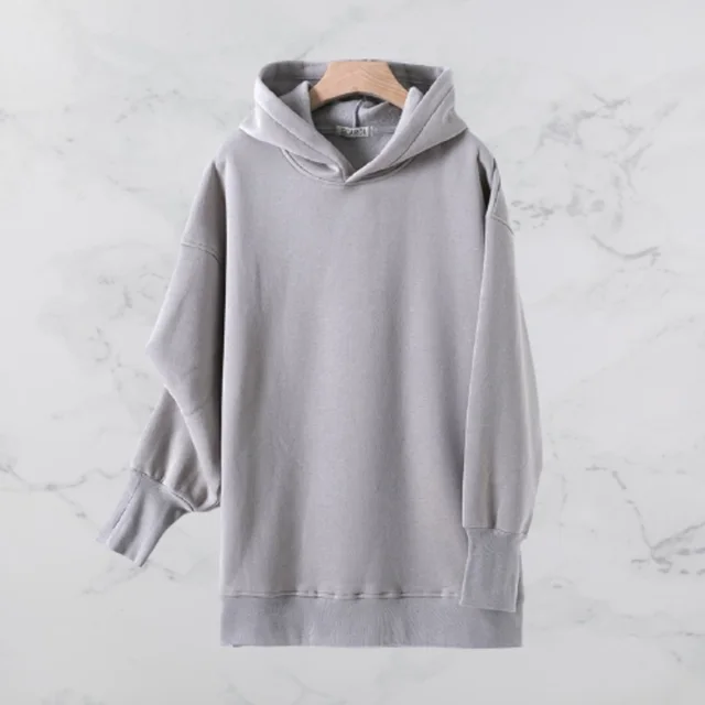 Solid color hooded sweater Grey - Shop at LoveMi