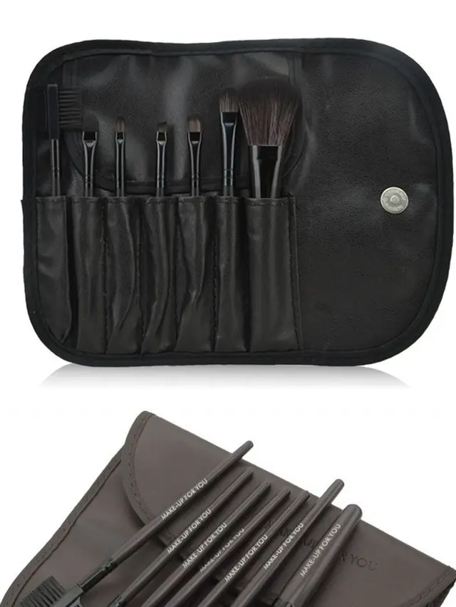 7 make up makeup brushes, high end makeup brush bag, a variety of colors available Black - Shop at LoveMi