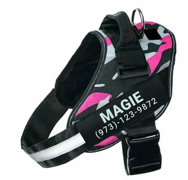 Personalized Custom Reflective Breathable Dog Harness NO PULL Adjustable Pet Harness For Small Large Dog Harness Vest With Patch Camouflage Pink - Shop at LoveMi