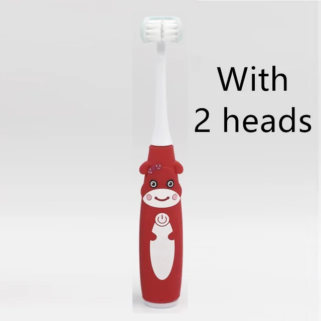 Children's Rechargeable Lazy Electric Toothbrush Red With2 Heads - Shop at LoveMi