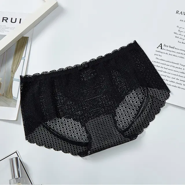 Cotton crotch antibacterial one piece underwear Black - Shop at LoveMi
