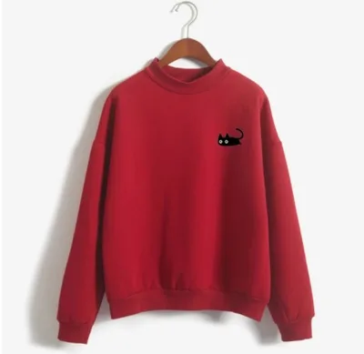 Cat crew neck women's sweater Red - Shop at LoveMi