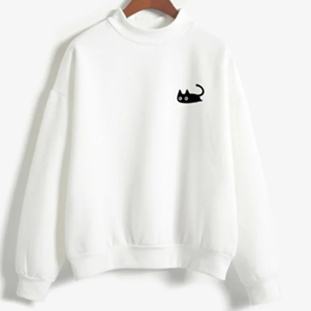 Cat crew neck women's sweater White - Shop at LoveMi