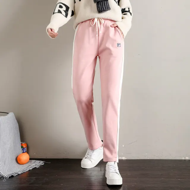 Women's high waist thermal trousers Pink Plus Velvet - Shop at LoveMi
