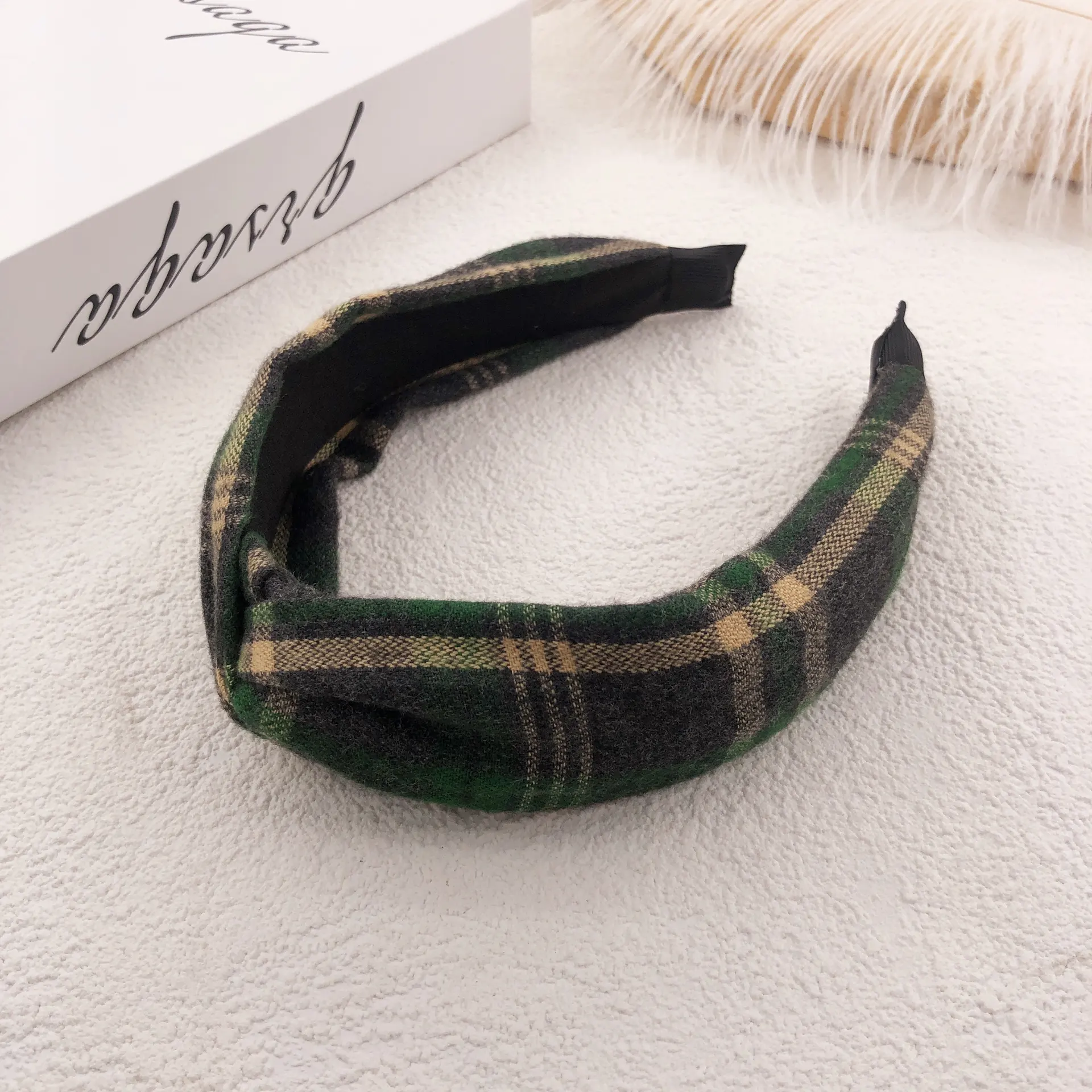 Suede flower hit color headband - 6Color