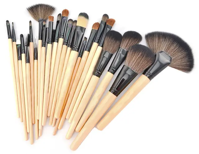 Manufacturer 24 Makeup Brushes 24 Wood Color Makeup Brushes 24 Horse Hair Sets Send Brush Pack Makeup Tools Wood Color1 - Shop at LoveMi