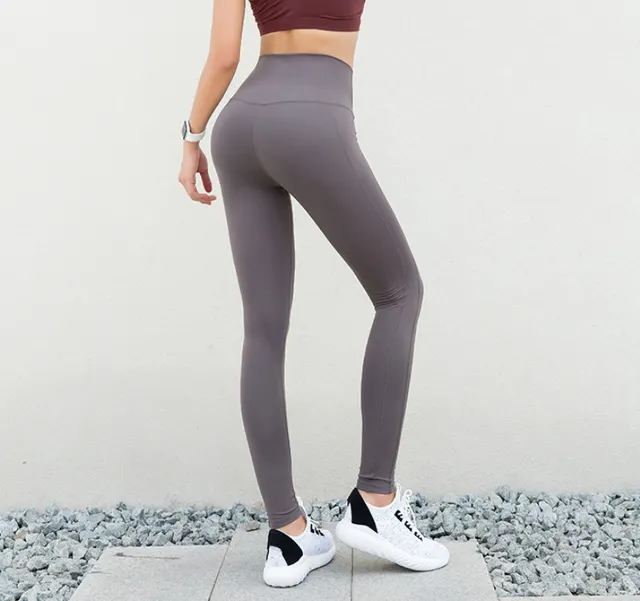 new quick drying hip stitching yoga pants female peach hip running sports tights yoga clothes fitness pants Milk Coffee - Shop at LoveMi