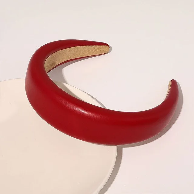 European And American Pu Leather Thickened Sponge Headband Red - Shop at LoveMi