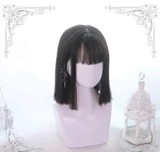 Lolita wig in the long shoulder straight wig - Brown Black