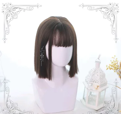 Lolita wig in the long shoulder straight wig Chocolate - Shop at LoveMi