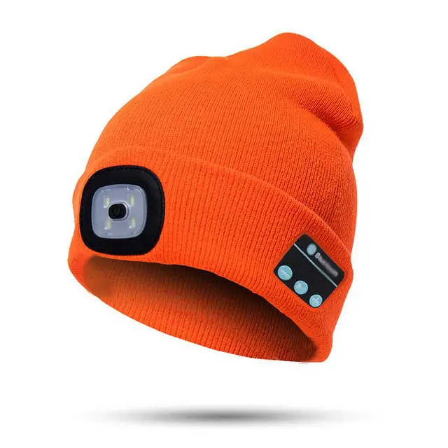 Bluetooth LED Hat Wireless Smart Headset Headphone - Orange