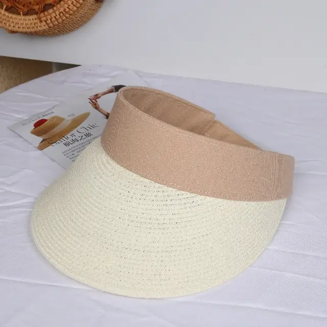 Beach hat straw hat sunscreen sun hat cool hat Milky White - Shop at LoveMi
